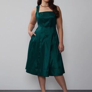 New York & Company Plus Taffeta Fit & Flare Corset Dress